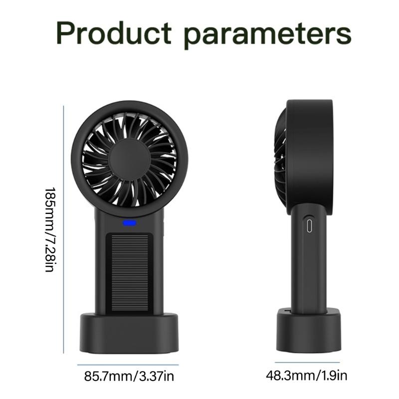 Portable Solar Charging Hand Fan 5 Speed Blower Handheld Fan Rechargeable Replacement For Camping Hiking Indoor Use