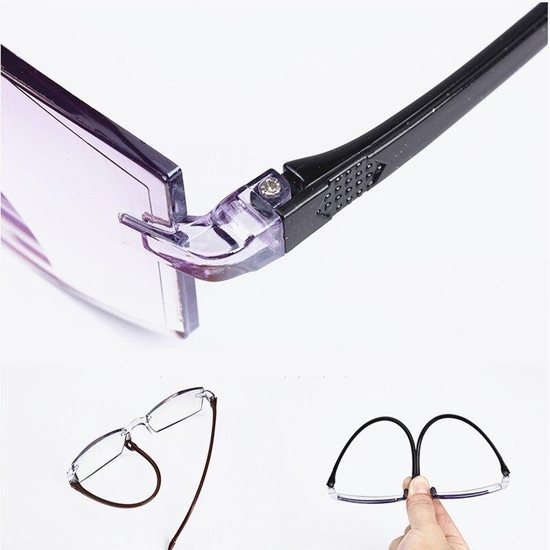 2 Pair New   Women Rimless Reading Glasses Anti Blue Light Bifocal Far Near Magnification Eyewear Presbyopic Glasses +10.5 +2