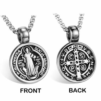 Cool Saint St Benedict Medal Necklace Pendant Stainless Steel Crucifix Cross Exorcism