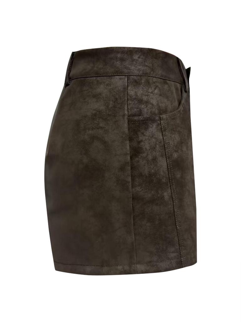 Women's High Waist Imitation Deerskin Velvet A-line Shorts - Autumn Slimming Style