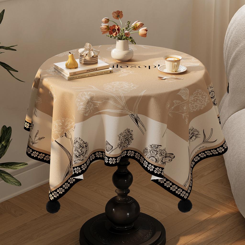 Mantel Redondo Medieval Retro Francés Lujo Ligero Sentido de Alta Gama Cubierta Redonda para Mesa de Café Sentido de Atmósfera
