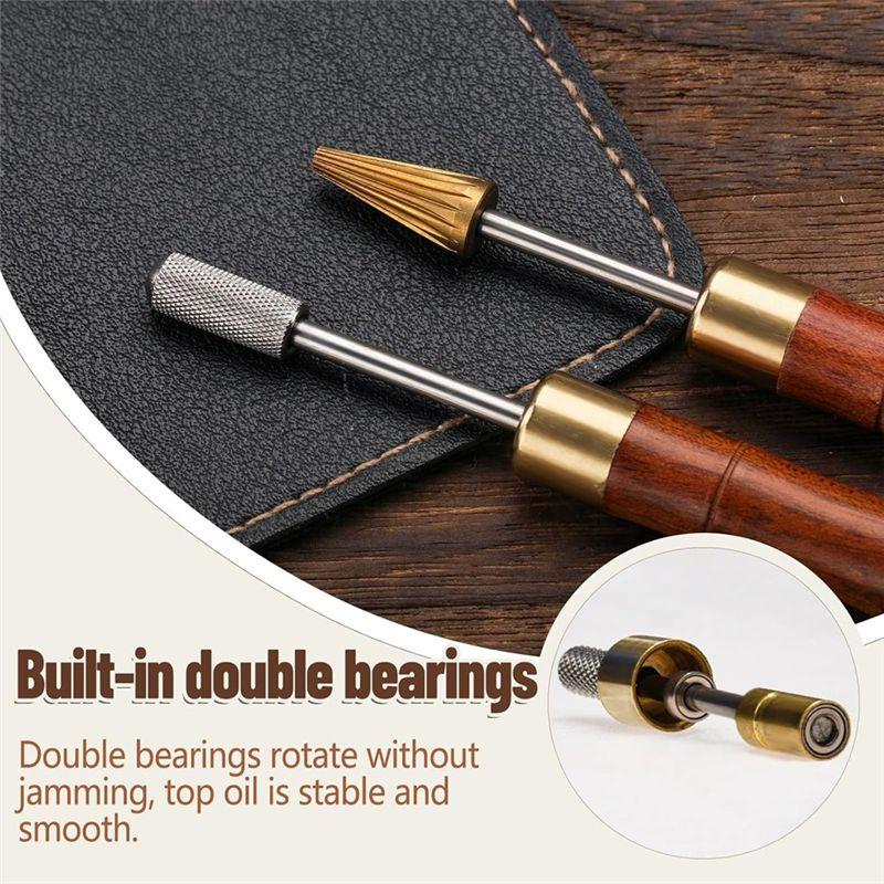 AEE4-2Pcs Leather Edge Dye Pens, Leather Edge Roller Pen Applicator, Leather Edge Printing Tools For Leather Craft DIY Work