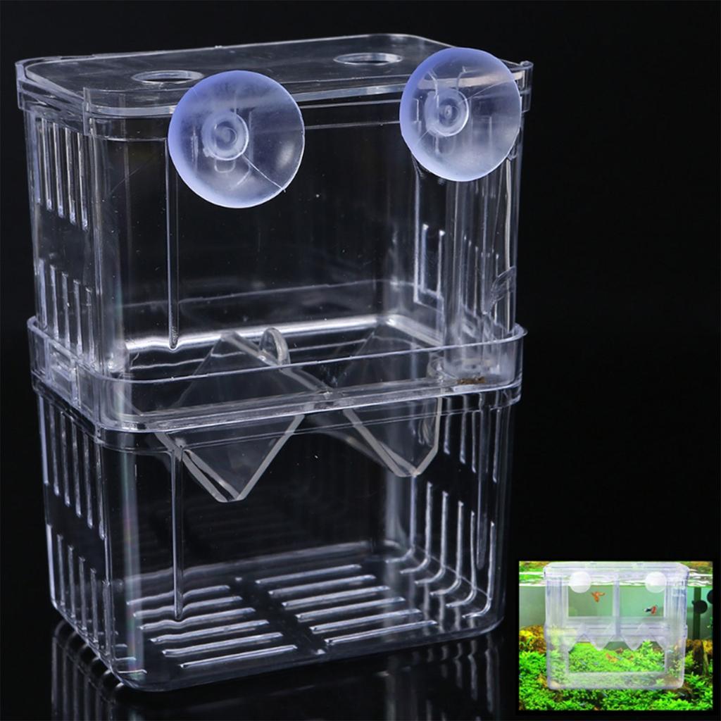 Baby Fish Breeding Box Clear Acrylic Isolation Boxes Aquarium Hatchery Incubator with Suction Cups for Newborn Shrimp