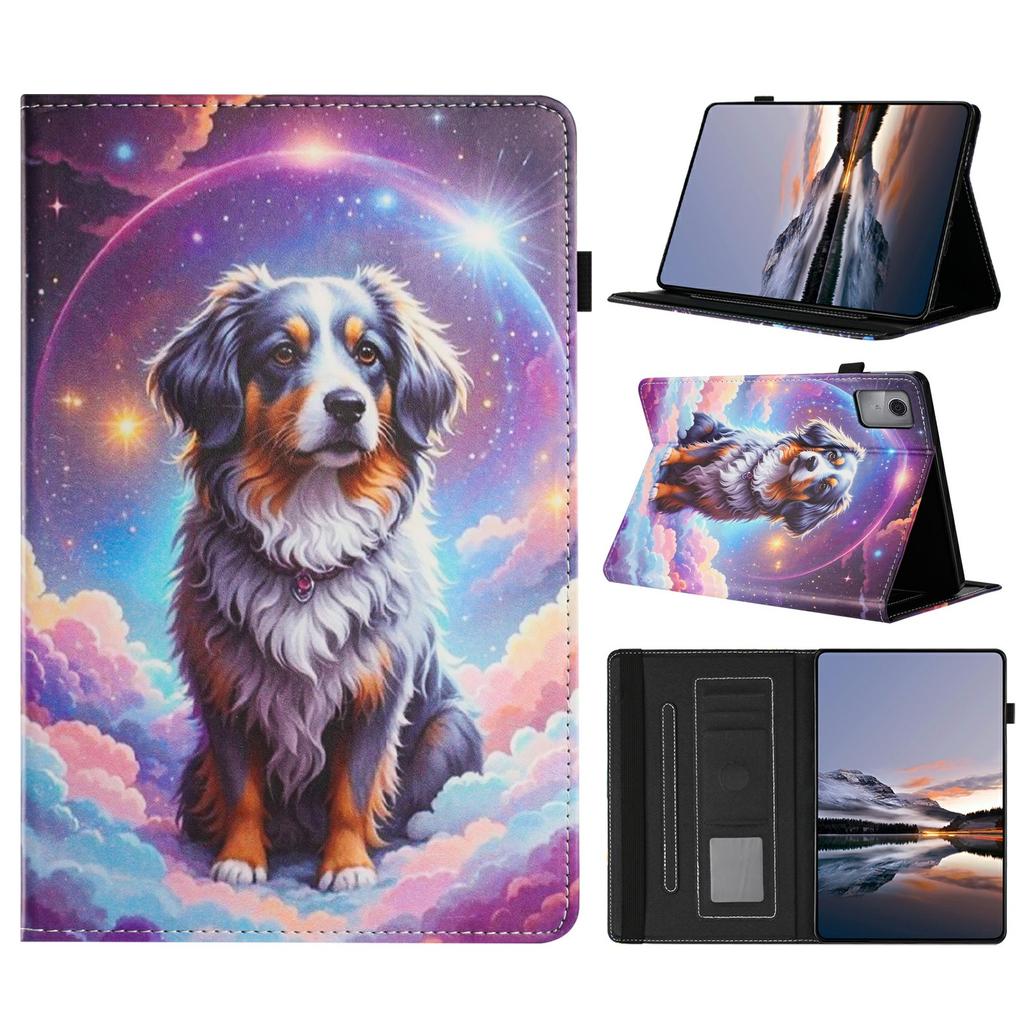 Litchi Grain Painting Leather Case for Lenovo Tab M9 TB-310FU Card Slot Tablet Cover with Auto Wake/Sleep