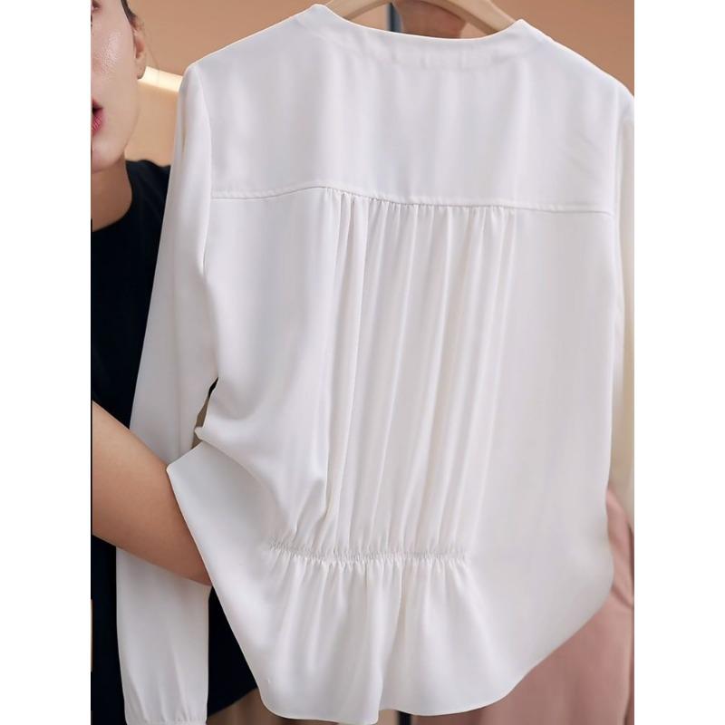 Chic and Comfortable Solid Color Shirt, Stylish Loose Fit for Women, Spring Fashion Blouse Sculpt Your Figure