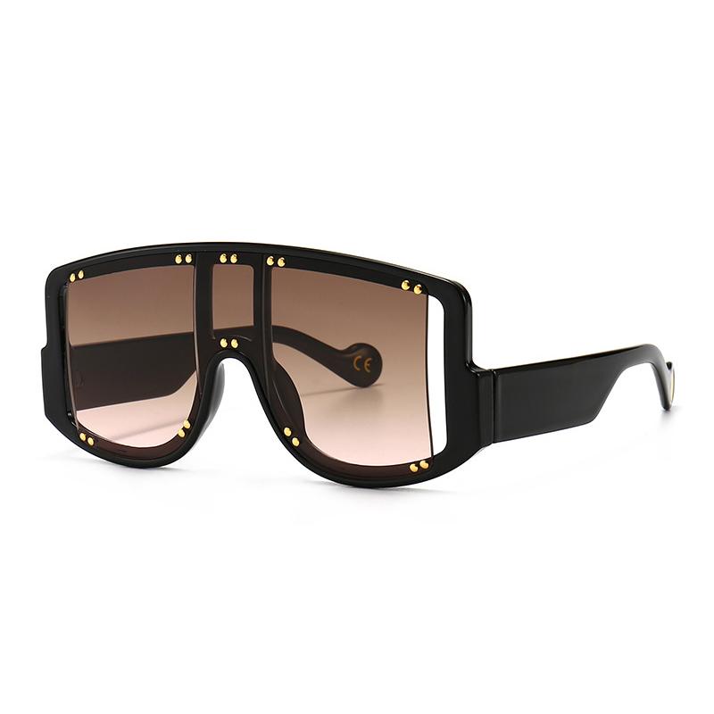 

SHAUNA винтажные большие квадратные цельные солнцезащитные очки, роскошные женские очки с заклепками, декоративные градиентные очки, мужские оттенки UV400