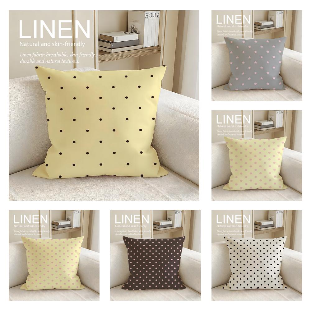 Art Polka Dot Cushion Cover Linen Decorative Pillowcase Set Pcs x x x Breathable Washable Sofa Cushion Cover