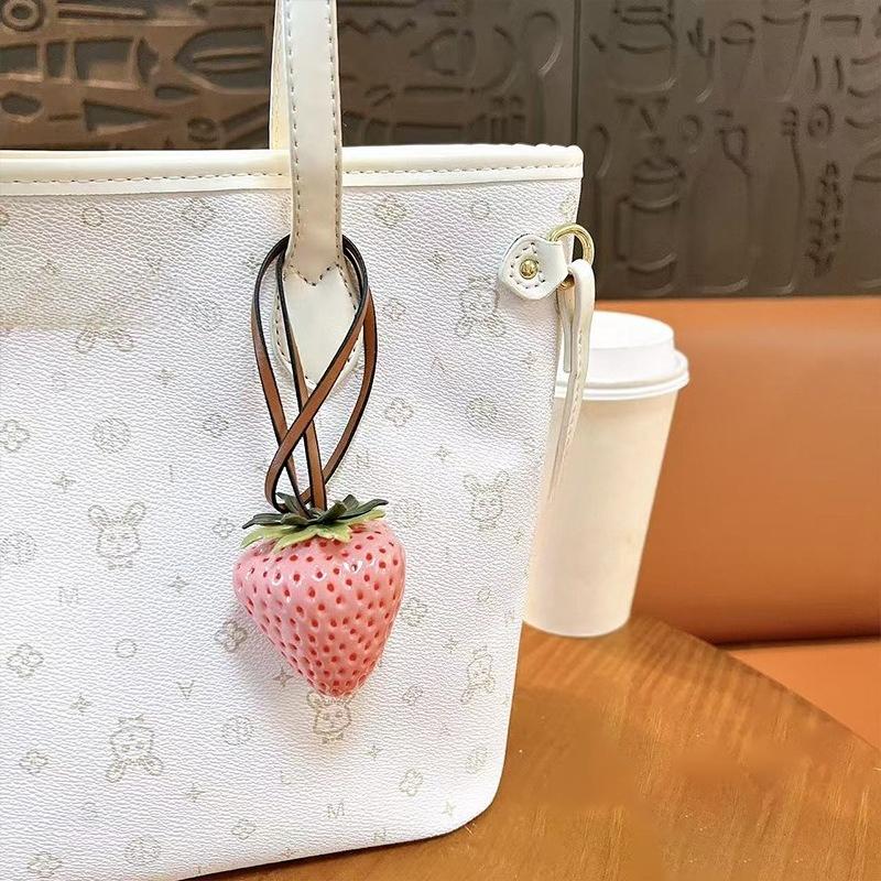 Creative Simulation Strawberry Keychain Women's Bag Pendant Fruit Key Chain Schoolbag Pendant Exquisite Small Gift Wholesale