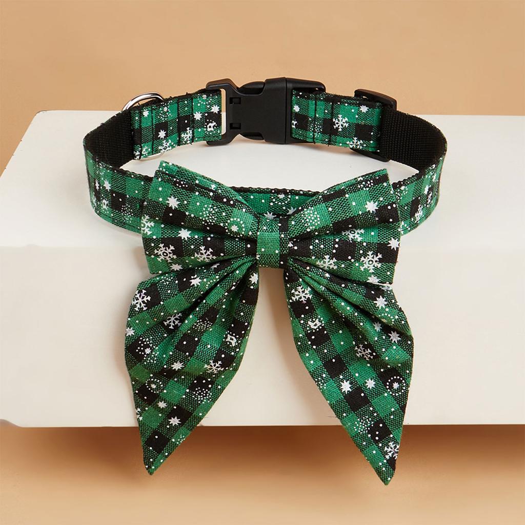 Christmas Cat Collar Adjustable Dogs Collar with Bowtie Kitten Necktie Collar Cats Festival Costume Pet Party Accessory