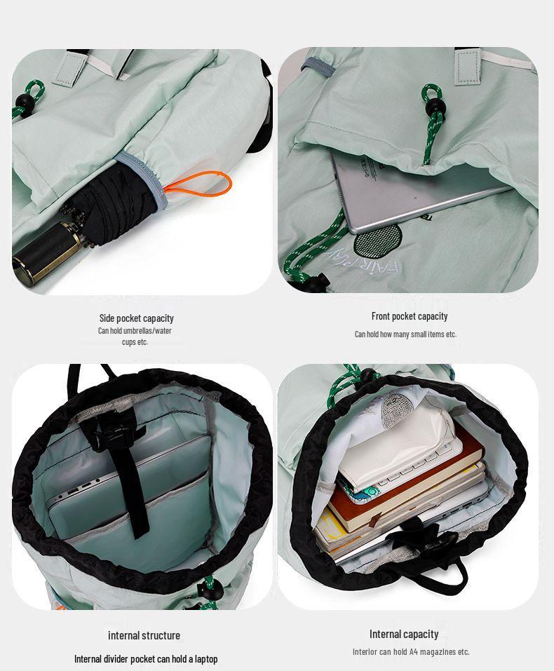 Unisex Lightweight Outdoor Drawstring Sports Backpack - Large Capacity for Mountaineering and Badminton Storage