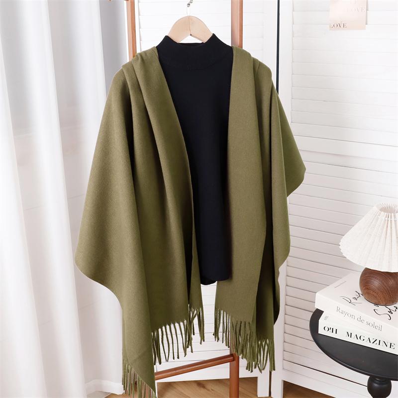 Winter Poncho Women Scarf Long Warm Cashmere Scarves Hijab Solid Lady Shawl Wrap Female Pashmina Bandana Head Scarfs NEW