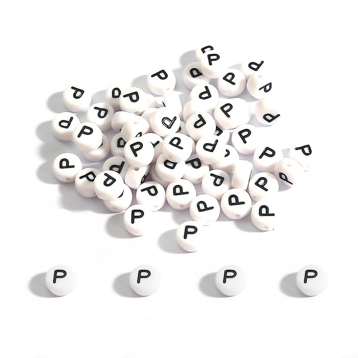 

100 шт. бусины с буквами, круглые бусины с буквами алфавита, акриловые бусины, сделай сам, изготовление ювелирных изделий, браслет, ожерелье, аксессуары P чёрный/белый