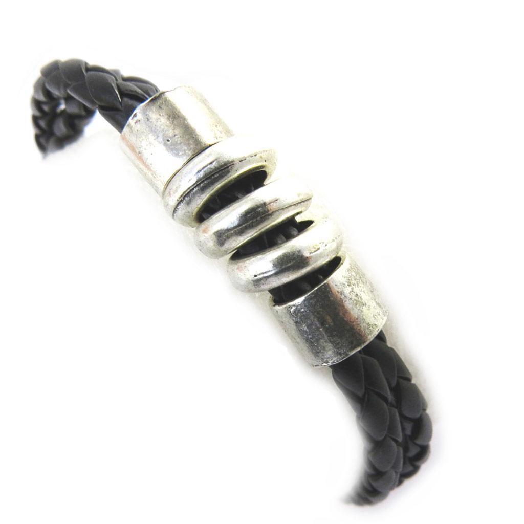 Les Trésors De Lily [M0740] - Unisex Bracelet 'Peaceful' Black (2 Rows)