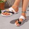 Fashion Womens Summer New Flat Non-slip PU Waterproof Womens Shoes Outdoor Casual Comfortable Beach Dress Womens Slippers Large Size 43