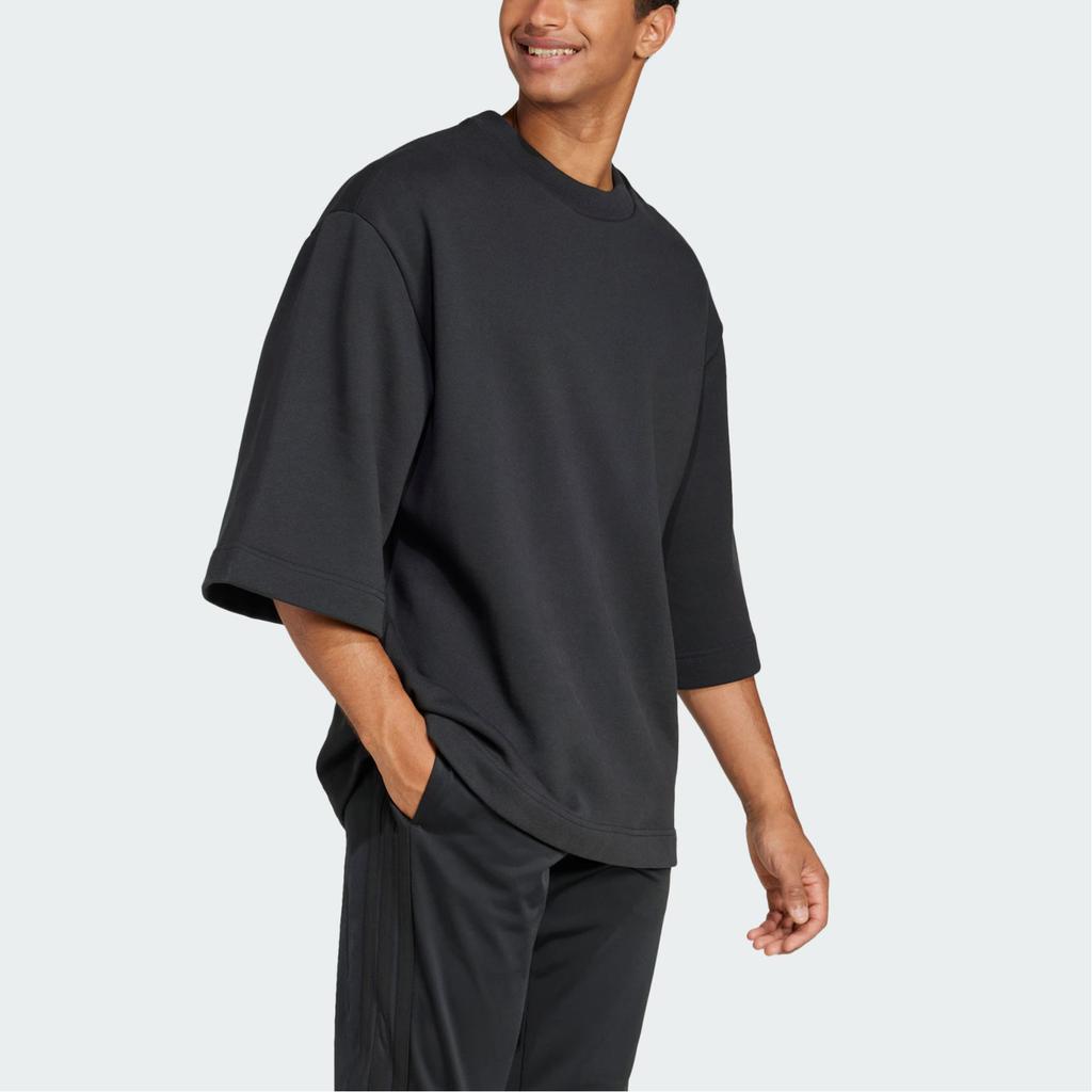 Adidas Round Neck Pullover Sports Solid Color Short Sleeve Breathable T-Shirt Men T-Shirts Black JJ2263