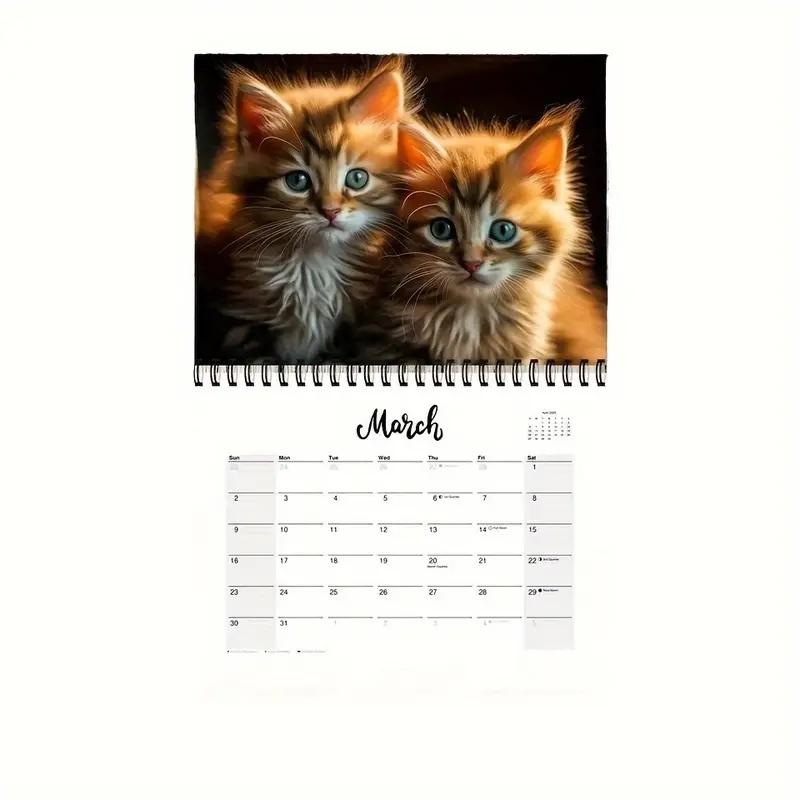 [Popular Choice] New 2025 Calendar, Cute Cat Wall Calendar, Three Kittens Calendar, Christmas and New Year Calendar