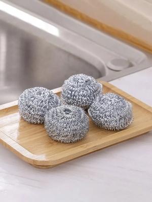 6 bolas de arame de aço para lavar panelas e pratos e bolas de arame anti-queda para limpeza de cozinha e casa