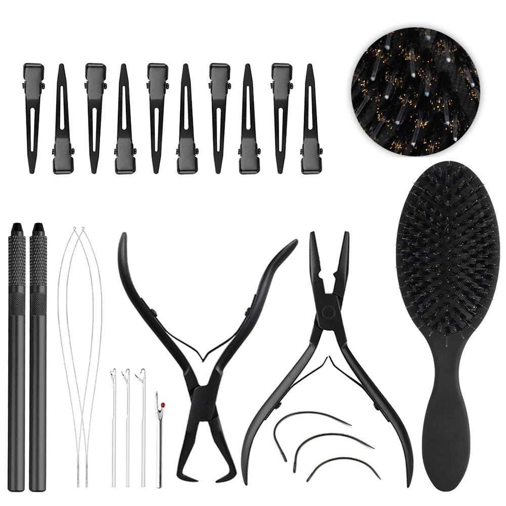 

Набор плоскогубцев для наращивания волос, нейлоновые зубы коричневого цвета, щетина кабана, щетка для волос для женщин, гриль, микробусины, петля, игольчатый нитевдеватель