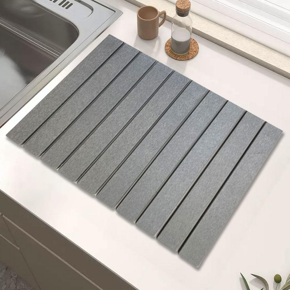 Stein-Abtropfmatte faltbar, saugfähig, groß für Geschirr, Töpfe, Flaschen