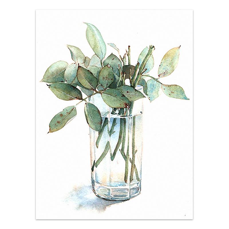 Watercolor Plant Flowers Canvas Paintings Sunflower Botanical Prints Leaves Poster Decorative Picture for Living Room Home Decor