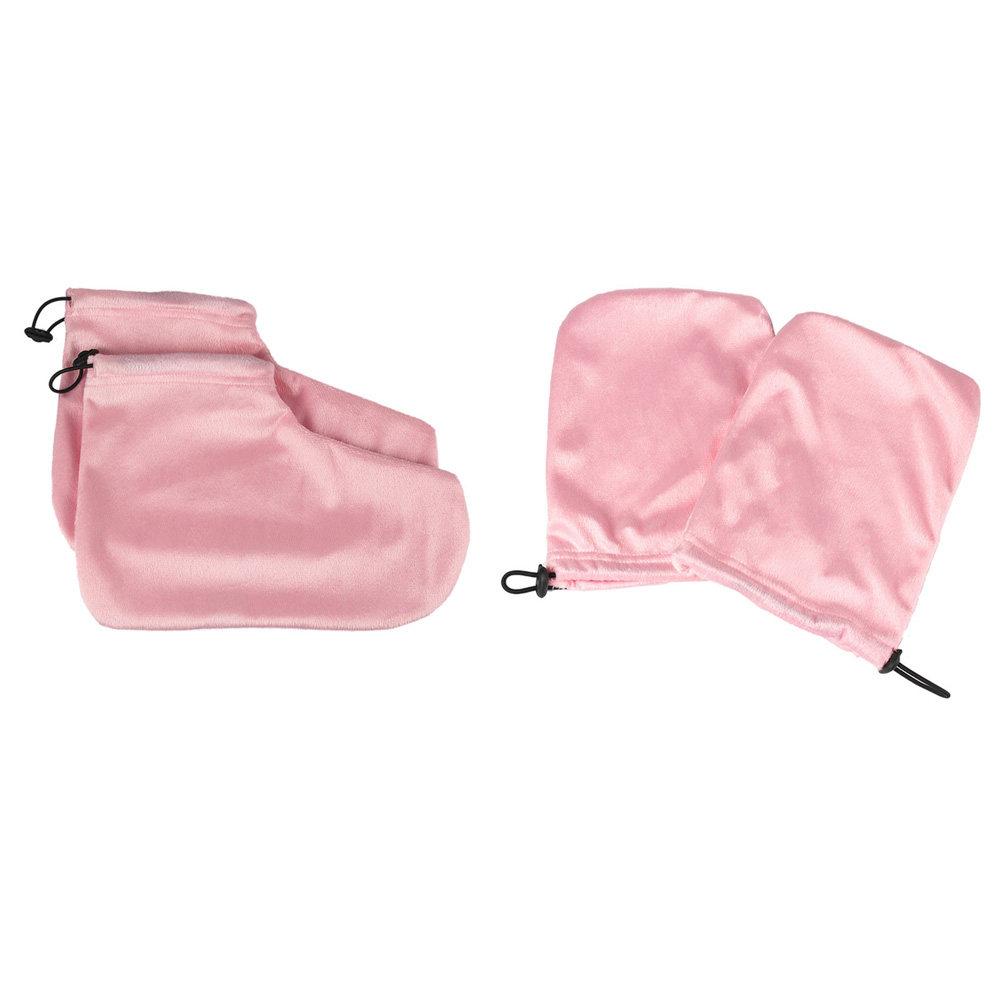 2 Paar Paraffinwachs Hand- und Fußabdeckungen Handschuhe Set zur Wärmespeicherung nach dem Wachsbad Maximieren die Hautfeuchtigkeitsaufnahme Salon