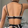 Sexy Clothes Women Lingerie Hot Floral Lace Lingerie Set Sexy See-Through Bra & Panty with Garter Belt 3 Piece Underwear Set