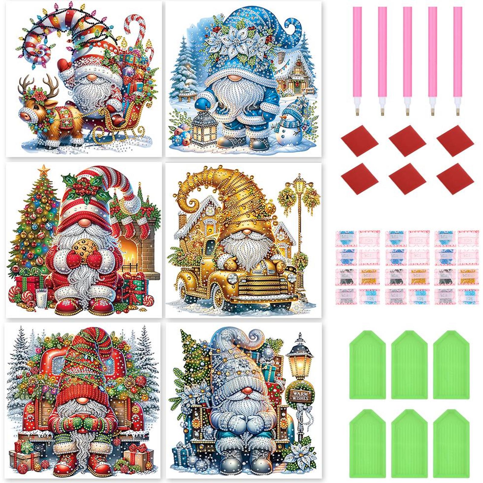 

6pcs Partial Drill DIY 5D Diamond Art Painting Kits Special Shape 30x30cm Crystal Rhinestone Paintings for Home Wall Decor