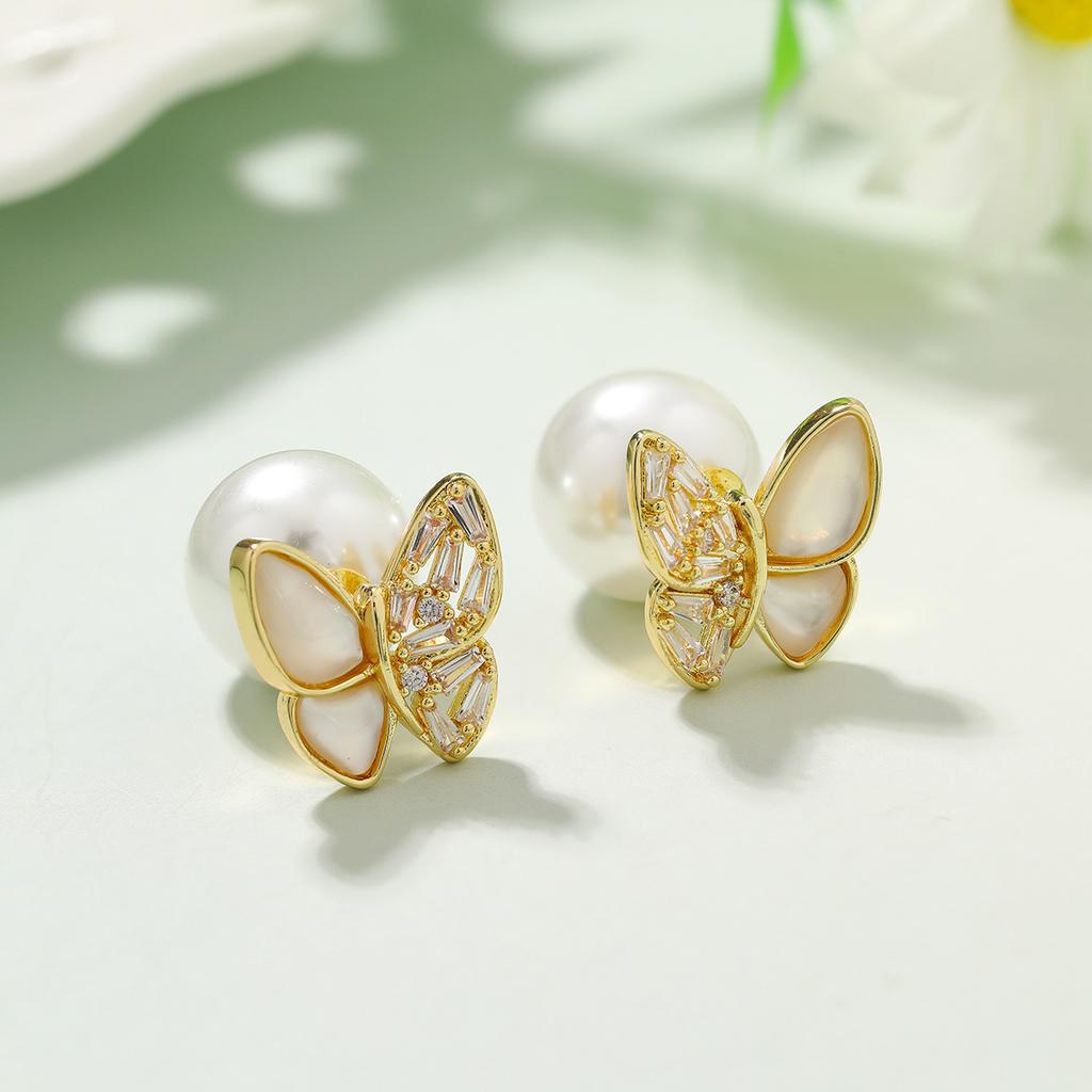 Hochwertiger Luxus Natürliche Muschelohrstecker S925 Silbernadel Ohrringe Leichter Luxus High-End Stil Temperament Ohrringe Frauen