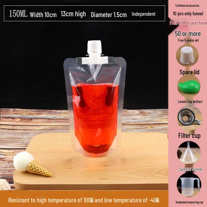 Soy Milk Stand-Up Spout Bag - Reusable, Transparent, Liquid-Safe, Large Diameter Packaging for Soups & Beverages