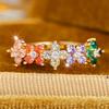 Fashion Multicolor Zircon Cute Small Flower Rings For Women Vintage Trendy Gold Color Ring Wedding Jewelry Valentine's Day Gift