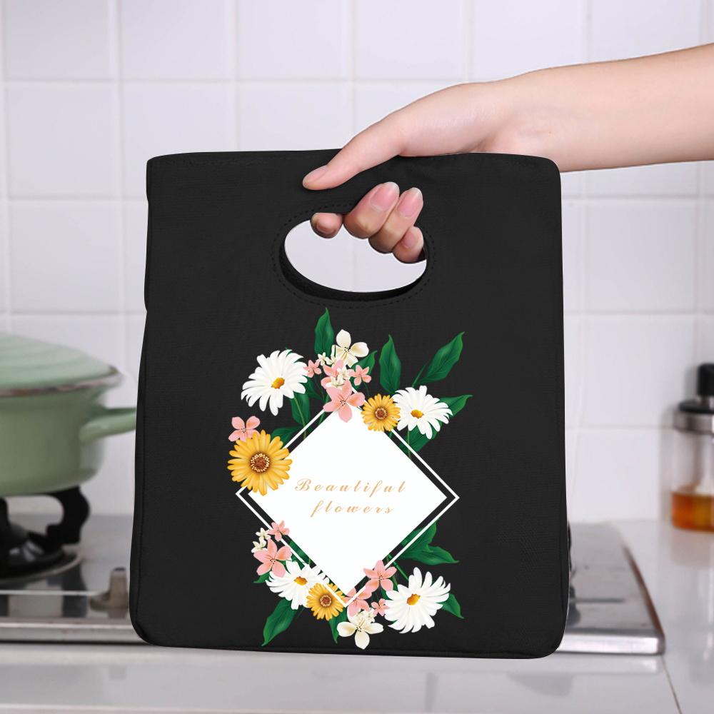 Lunch Bag Breakfast Box Bags Women Portable Hand Pack Picnic Travel Products Daisy Printed School Food Storage Bags Bento Pouch