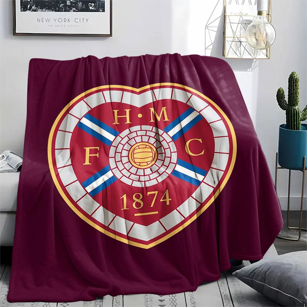 1 pièce Couverture en flanelle à motif du Heart of Midlothian Football Club Convient à toutes les saisons pour la décoration intérieure Chaleur et confort Cadeaux Cadeau de vacances