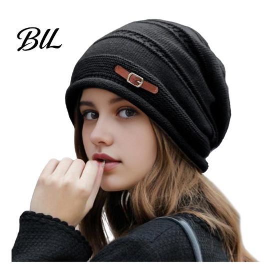 Cold Weather Commuter Hat Winter Knitted Cap for Women Girls, Thickened Warm Weather, Stylish Gift Plush Lined Fashion Stacked Hat, Slouchy