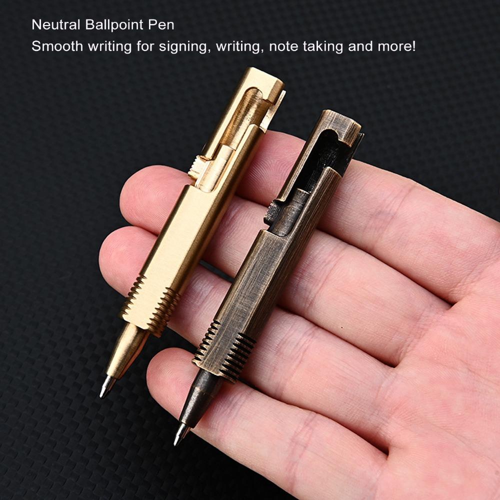 Durable Brass Mini Ballpoint Pen Replaceable Ink Compact Ballpoint Pen EDC Pen Writing Tasks