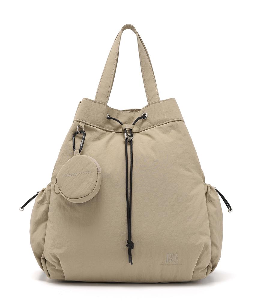 Lemine String Tote And Backpack (Beige)
