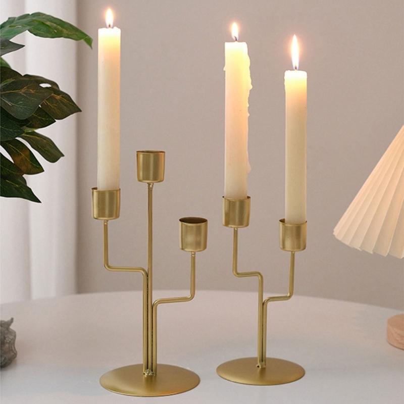 Iron Candlestick Holder Nordic Wedding Metal Candle Stand for Home Room Decor