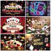 Decoraciones de Fiesta de Cumpleaños Temática de Cartas de Póker Banner de Fondo de Casino Dados de Póker Fondo Brillante Suministros Accesorios de Fotografía
