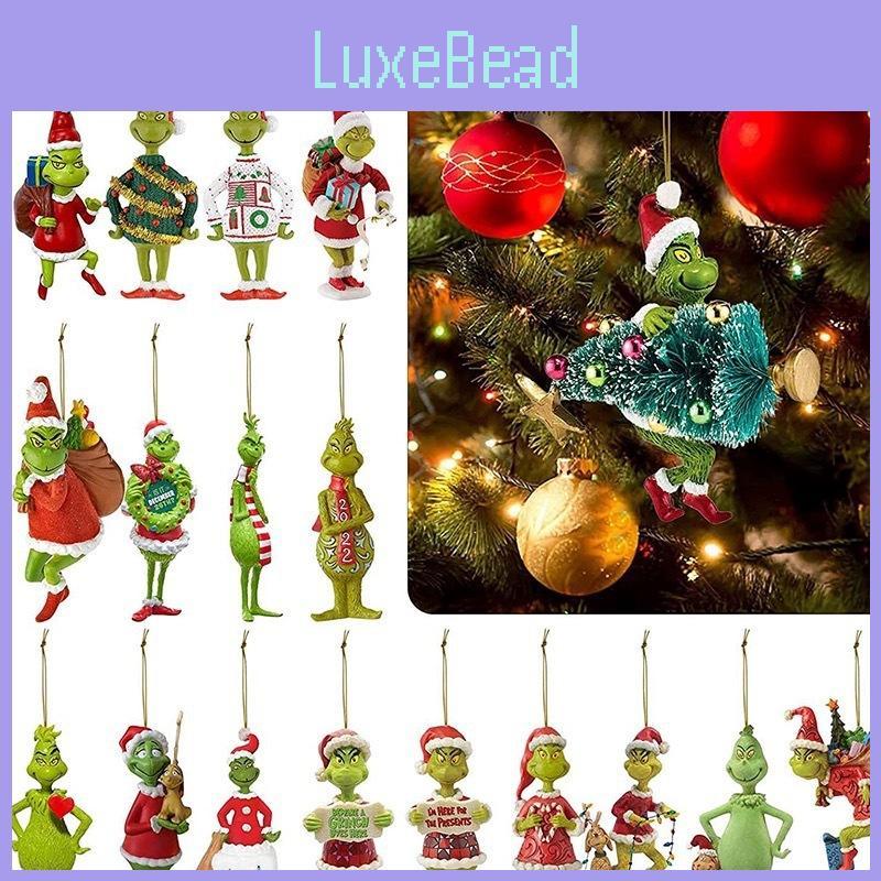 Adorable 2023 Green Monster Cartoon Christmas Tree Hanging Ornament Set For Festive Decor