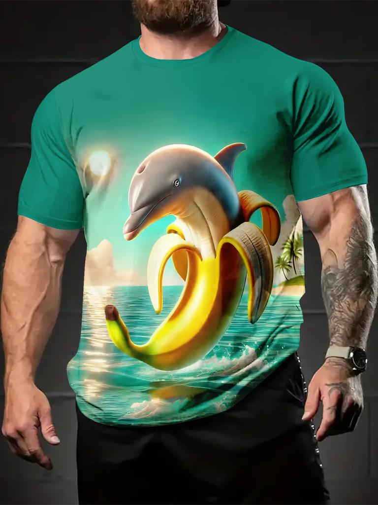 Fashionable and Fun Animal Cat Pattern Men's 3D Printed T-shirt with Oversized Short Sleeved Round Neck Casual Men's and Women's Clothing