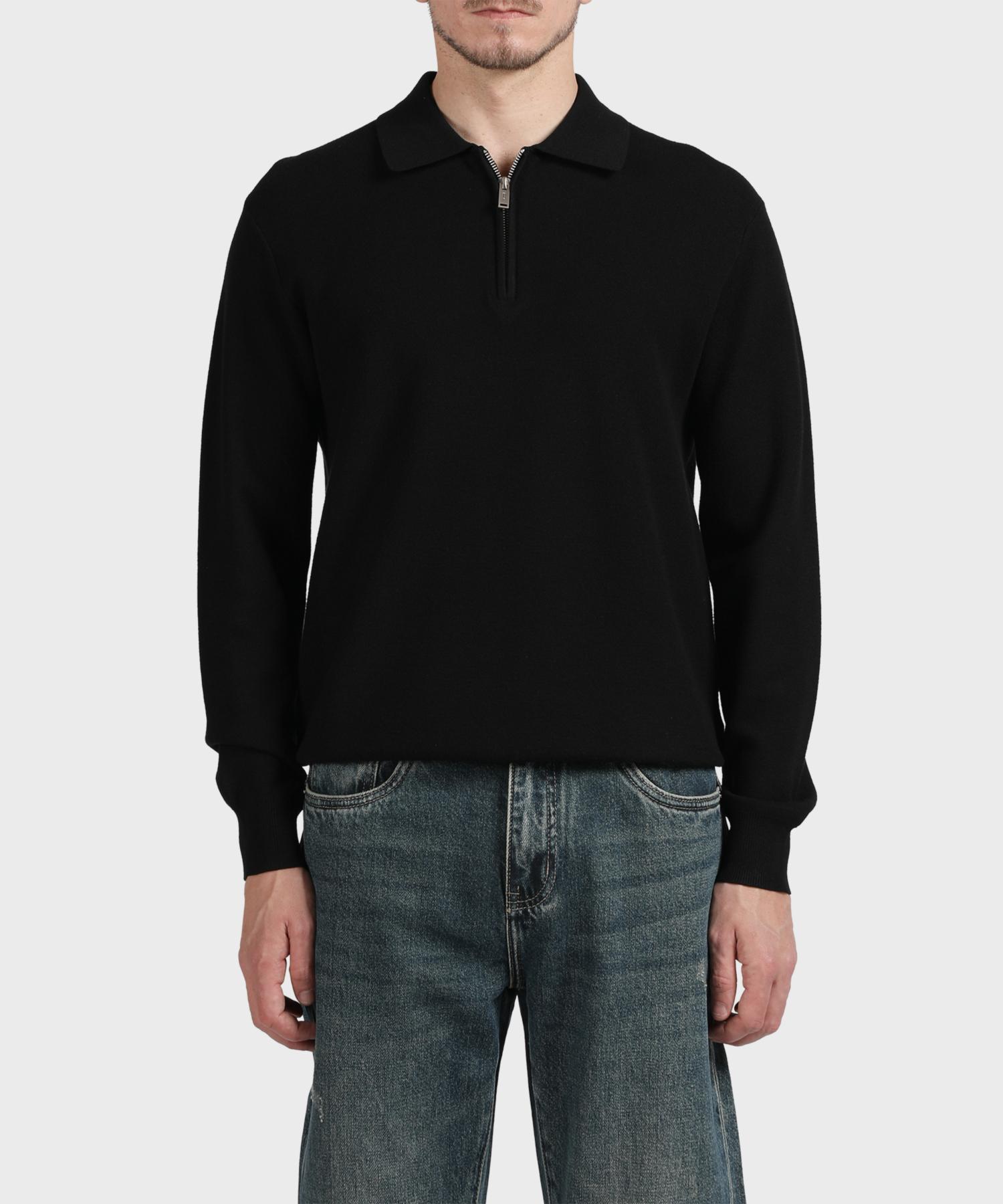 Panicalle Black Half-Zip Collared Knit Black/S