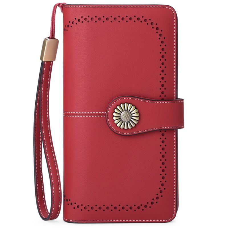 RFID Антимагнитный Женский Длинный Кошелек Стиль ПУ Большая Вместимость Кожаная Сумка-Клатч 19x10x3cm