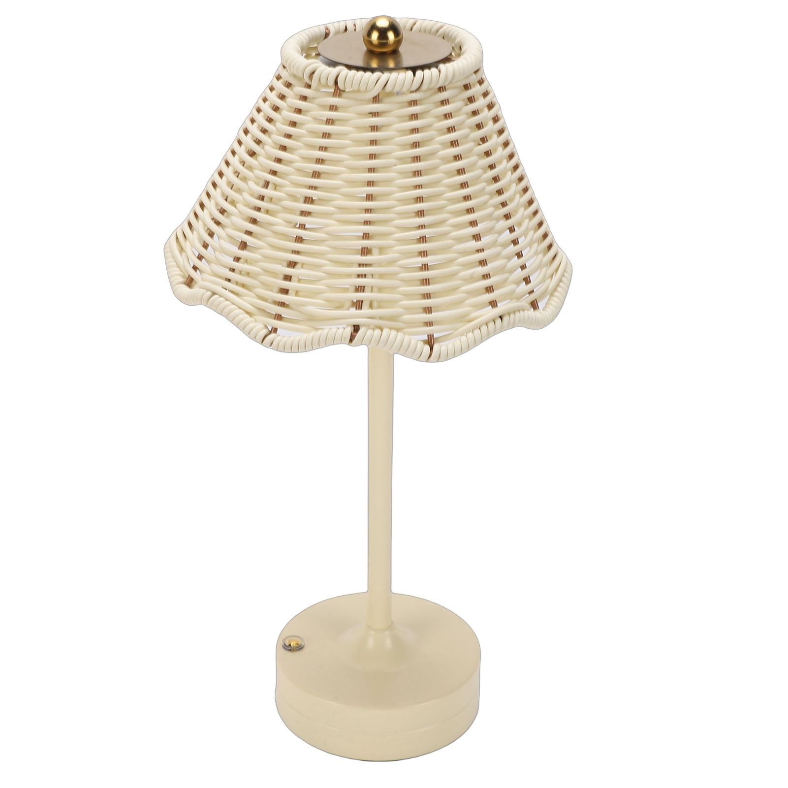 

LED Vintage Rattan Table Lamp 3 Colors Cordless Shade Desk Lamp Bedside Night Light Brightness for Bedroom Decor