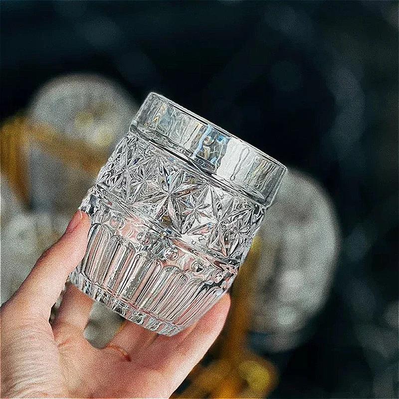 315ml/300ml Thickened Whiskey Glass Luxury Wine Glasses Beer Brandy Cups Premium Carved Cocktail Glass Suitable for Gift Giving