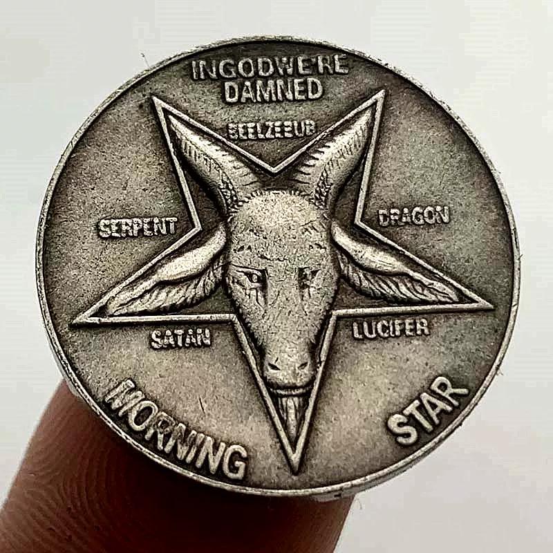 Wandernde Münze Fünfzackiger Stern Schaf Messing Altsilber Gedenkmünze Sammlung Handwerksmünze 20mm Gedenkmünze