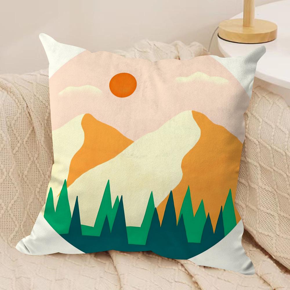 Classic Sunrise Cartoon Cushion Cover Soft Plush DoubleSided Printed Sofa Pillow Cushion Cover  AllSeason Durable Decor Gift