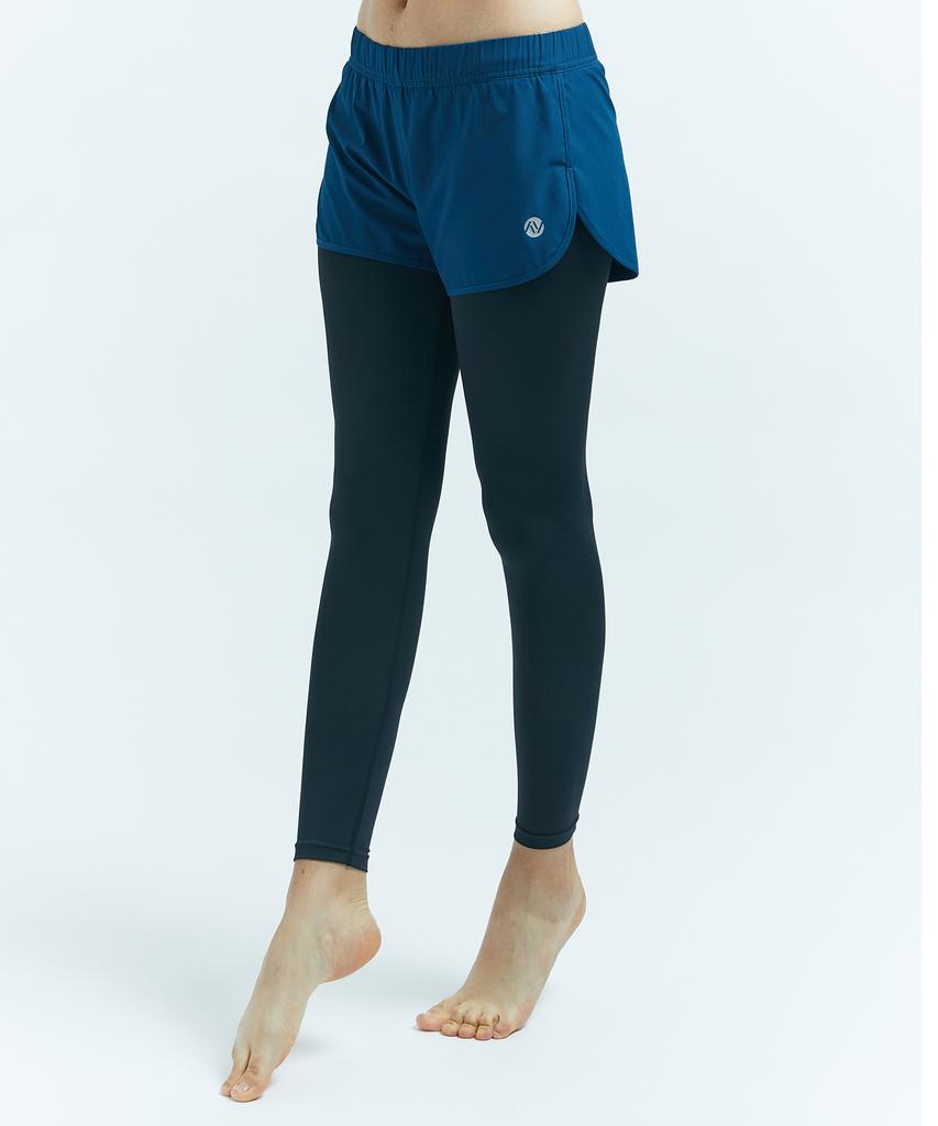 Leijibi [2 Pack] Compact 2-In-1 Leggings Shorts Sports (Water, Running, Workout) Two-In-One Pants Unisex Long & Short Pants (3 Colors) (Type A)