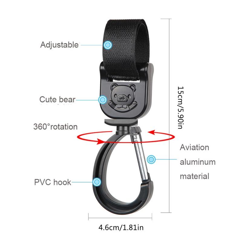 2 Pcs Stroller Hooks 360 Rotate Hooks Convenient Stroller Accessory for