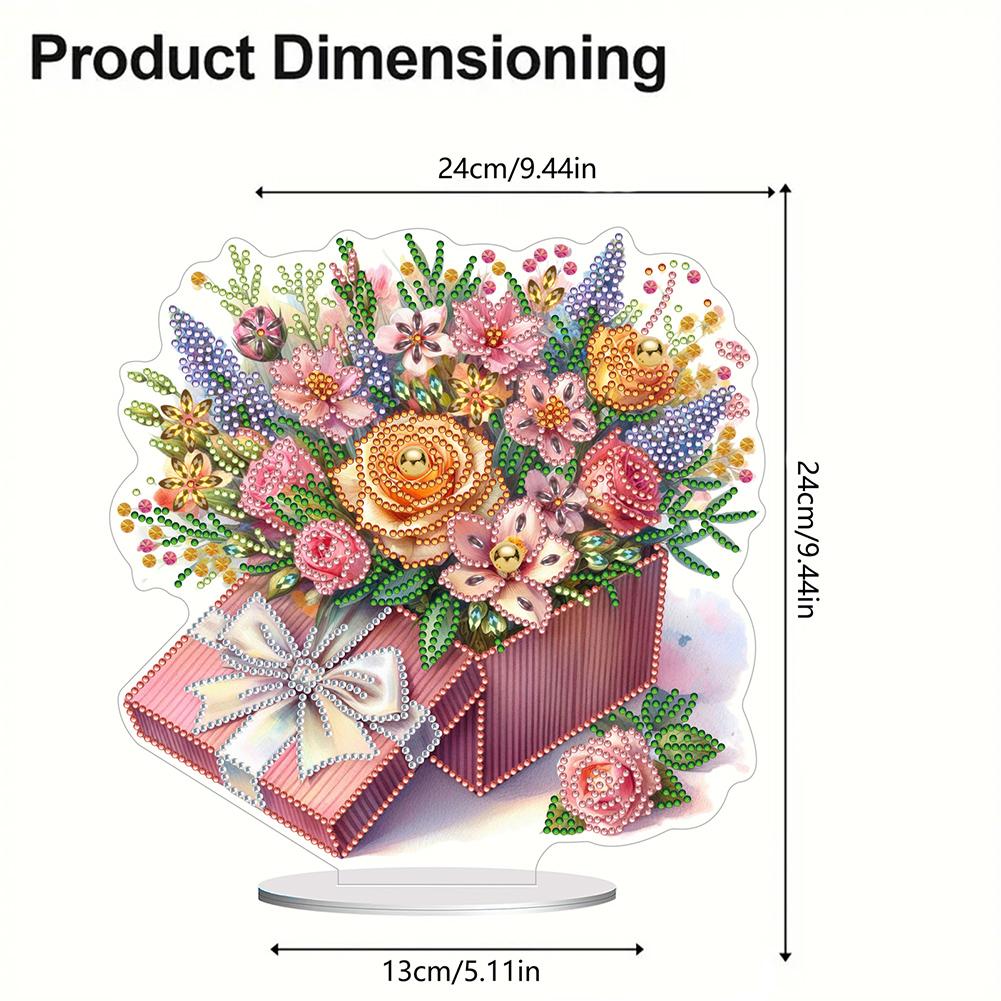 Flower Special Shaped Desktop Diamond Art Kits Colorful Diamond Painting Desktop Ornaments Kit for Home Office Desktop Decor