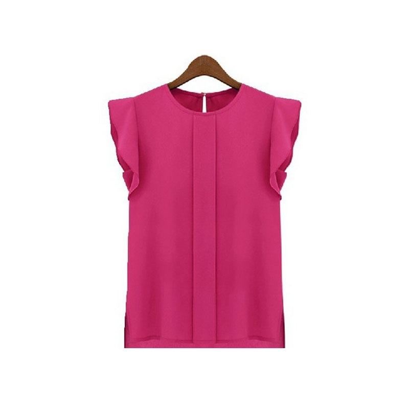 Elegant Womens Sleeveless Chiffon Tops With Timeless Design In Blue Green Red