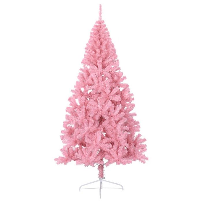 VidaXL Demi sapin de Noël artificiel avec support Rose 210 cm PVC 344673